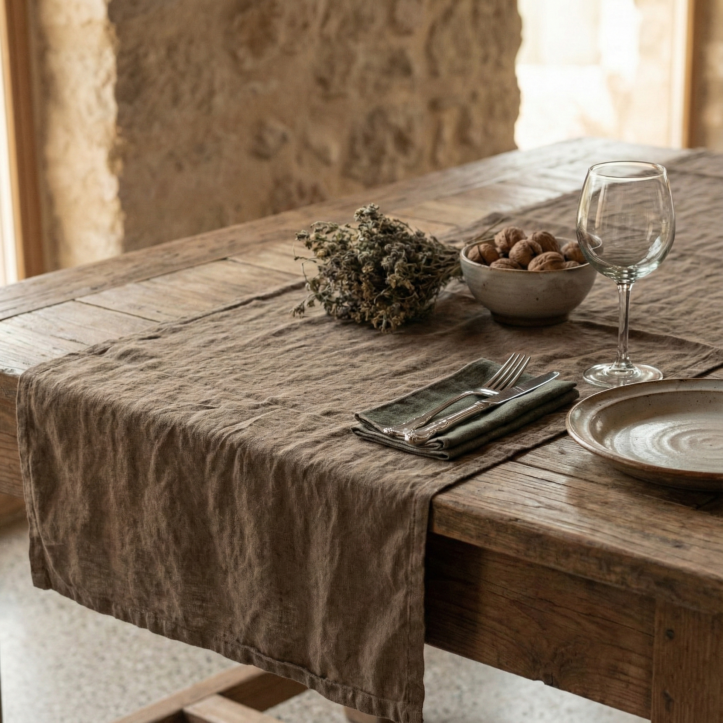 Chemins de table en lin MARRAKECH brodés