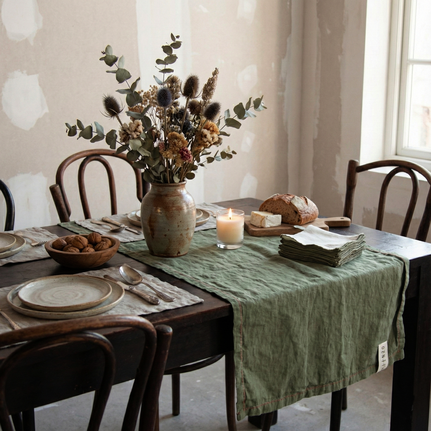 Chemins de table en lin MARRAKECH brodés