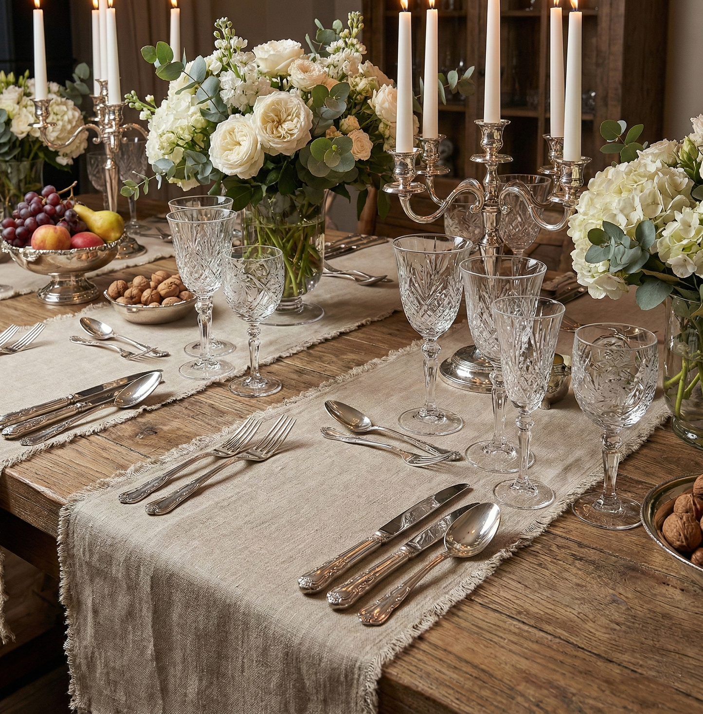 Caminos de mesa de lino MARRAKECH desflecados