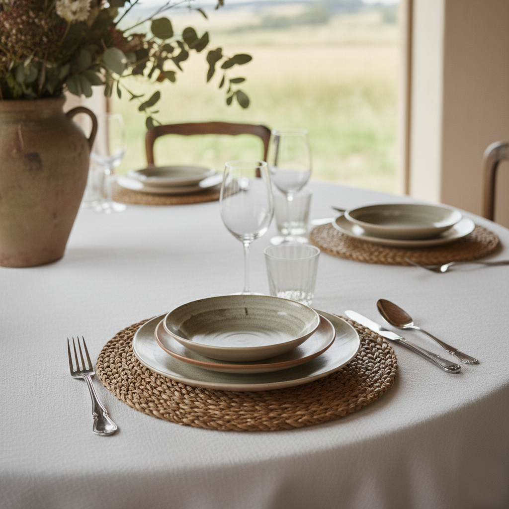 Coarse linen tablecloth WHITE-220gr/m2
