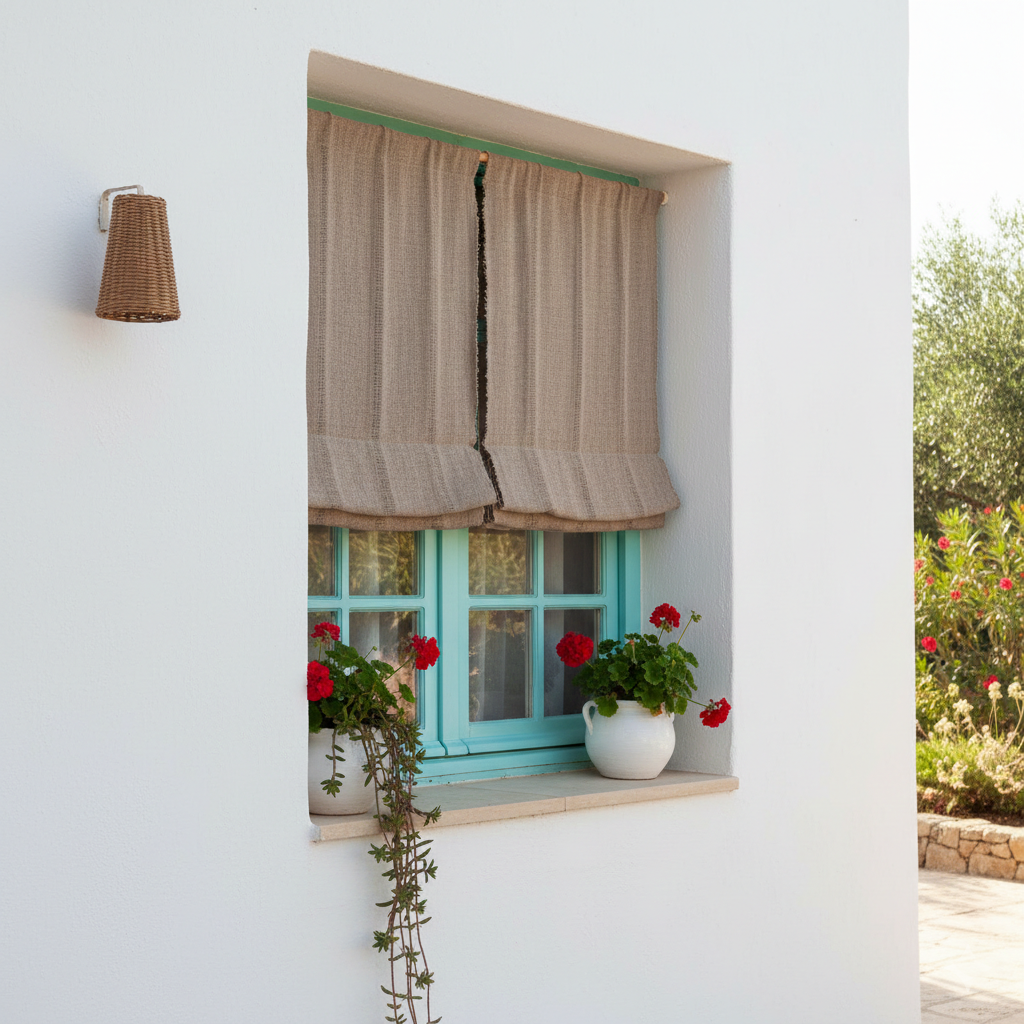 Custom-made linen blinds