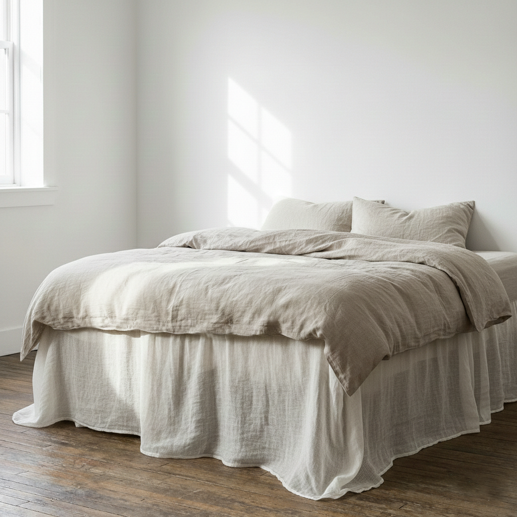 Linen bed skirt
