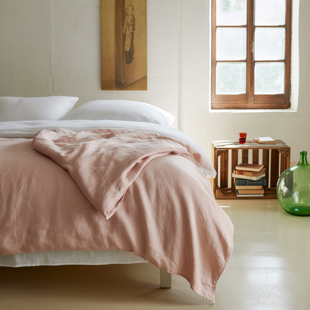 PINK linen sheet set -170gr/m2