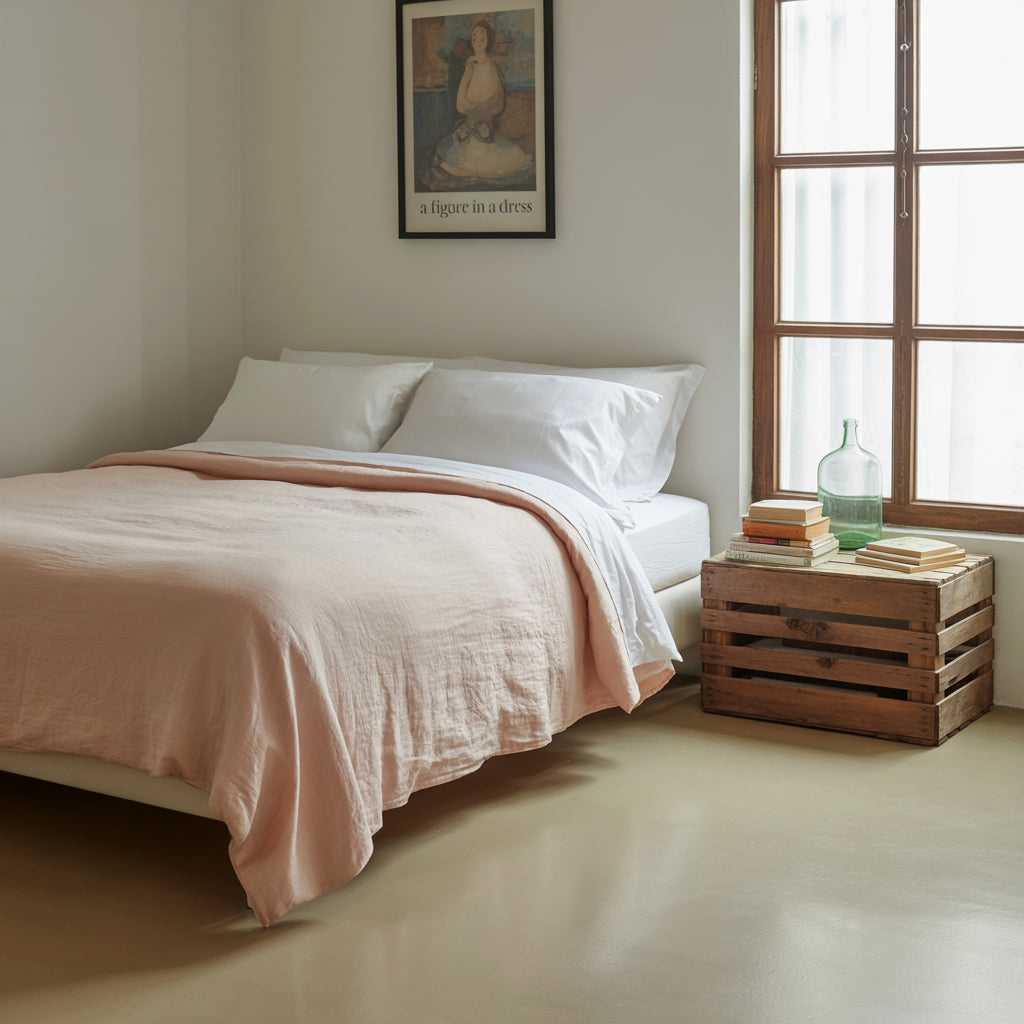 PINK linen sheet set -170gr/m2