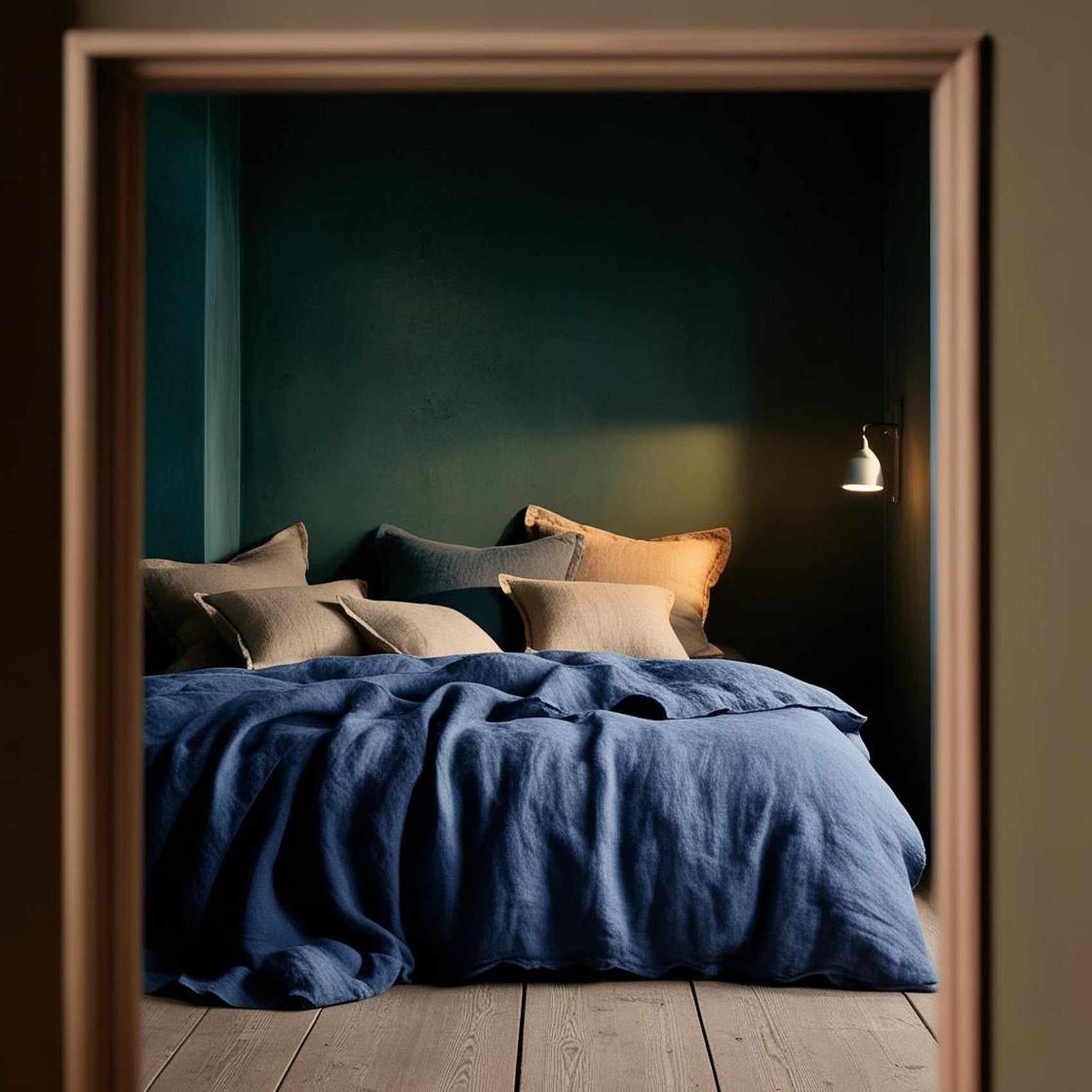 Housse de couette en lin bleu JEAN-170gr/m2
