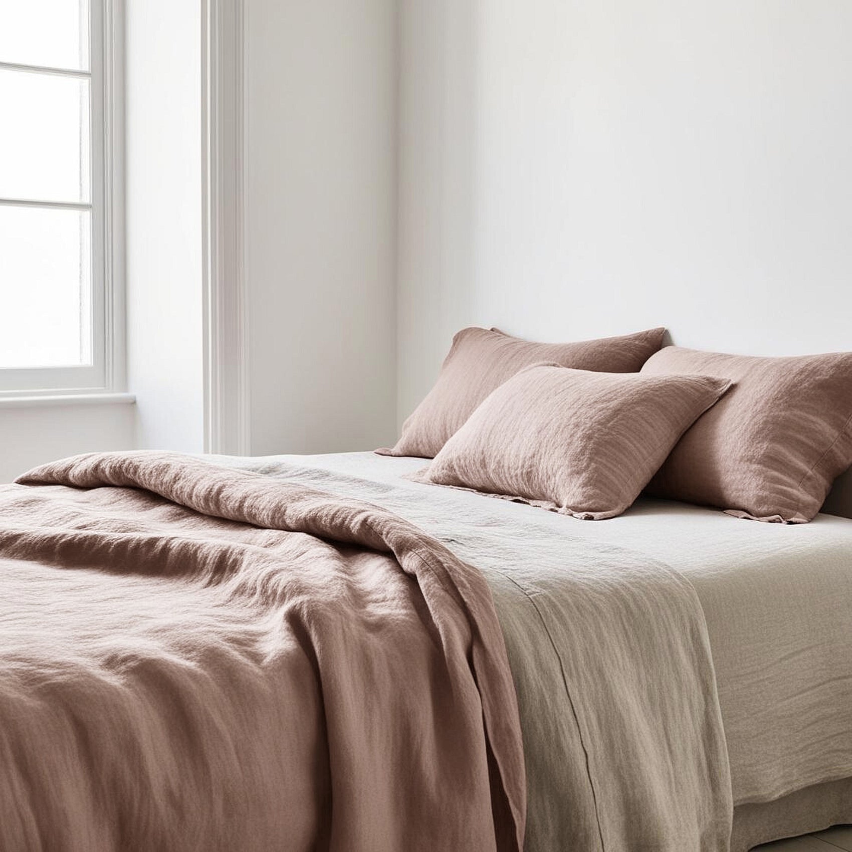 Parure de lit bicolore PINK & NATURAL-170gr/m2