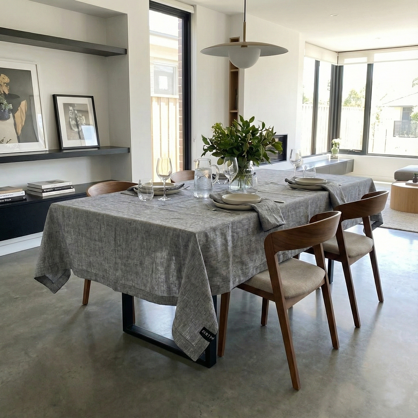 Linen Tablecloth GRAY mottled