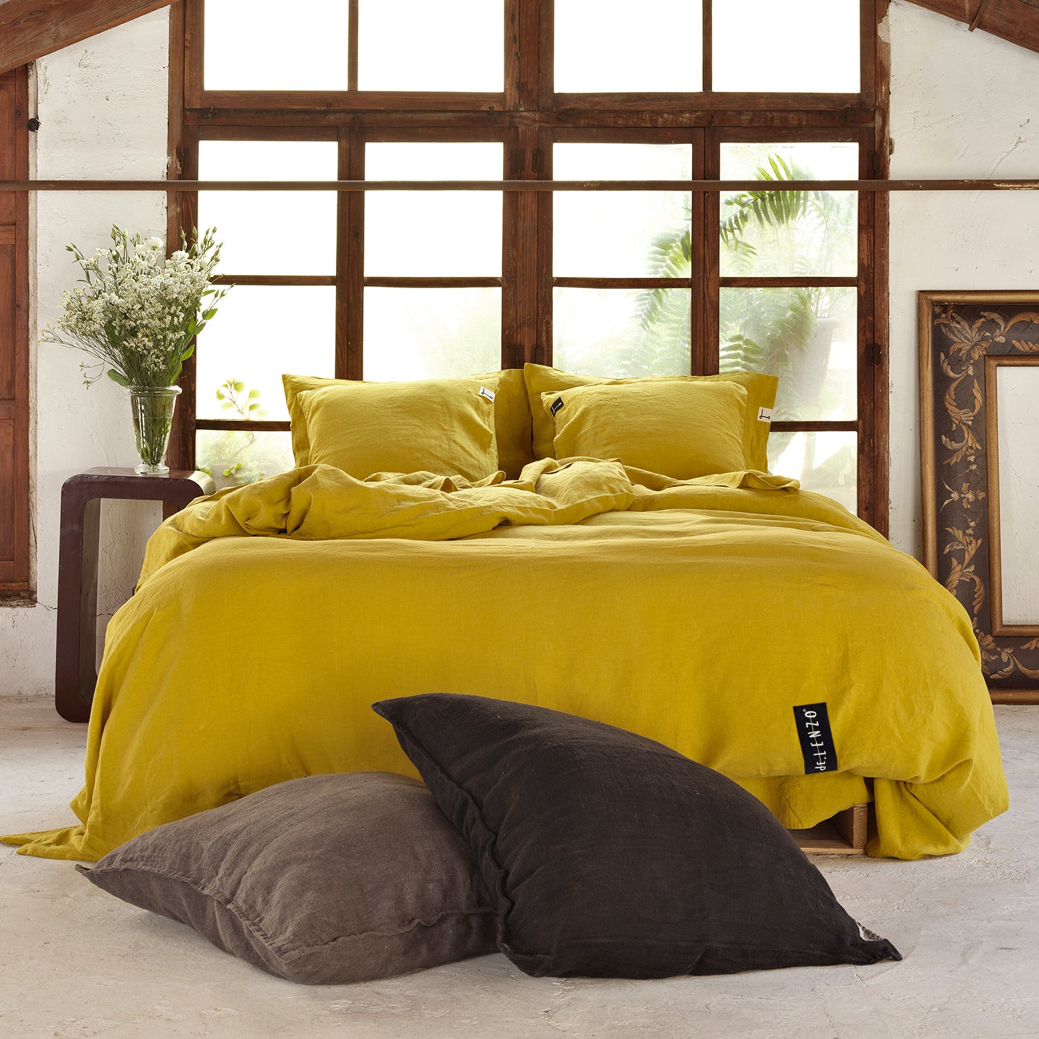 MUSTARD linen complete set-170gr/m2