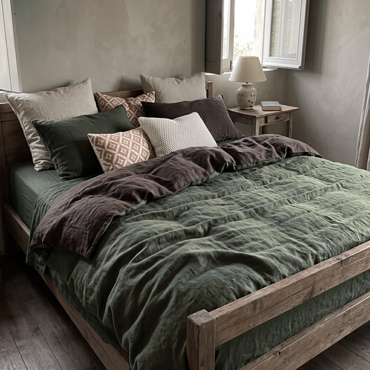 Juego completo lino reversible COFFE QUARTZ&LAUREL