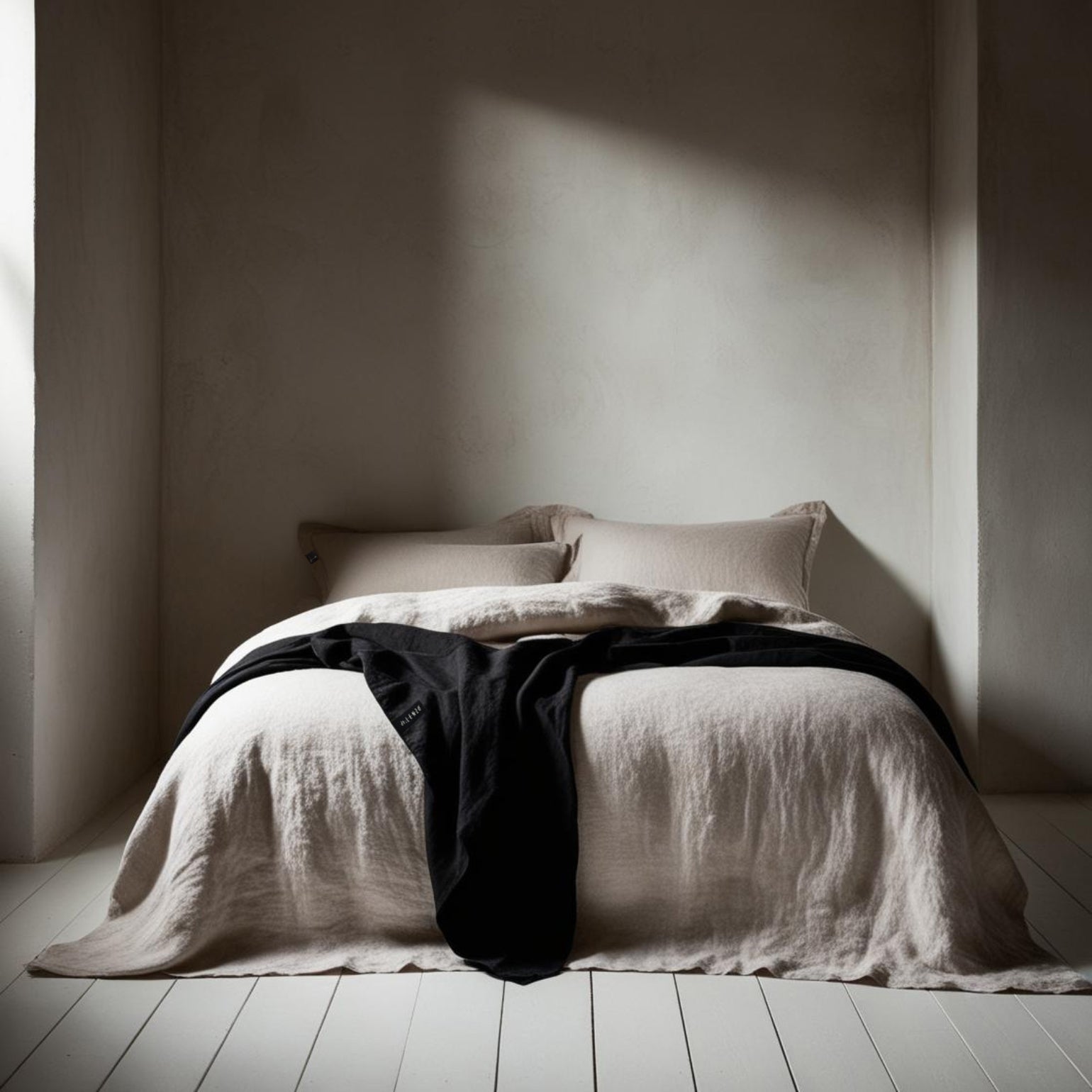 Juego de cama completo de lino satén lavado con caída elegante y textura sedosa - dELENZO