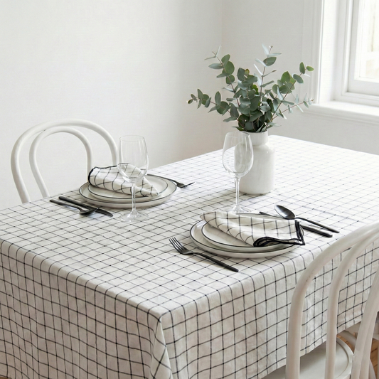 CHECKERED linen tablecloth