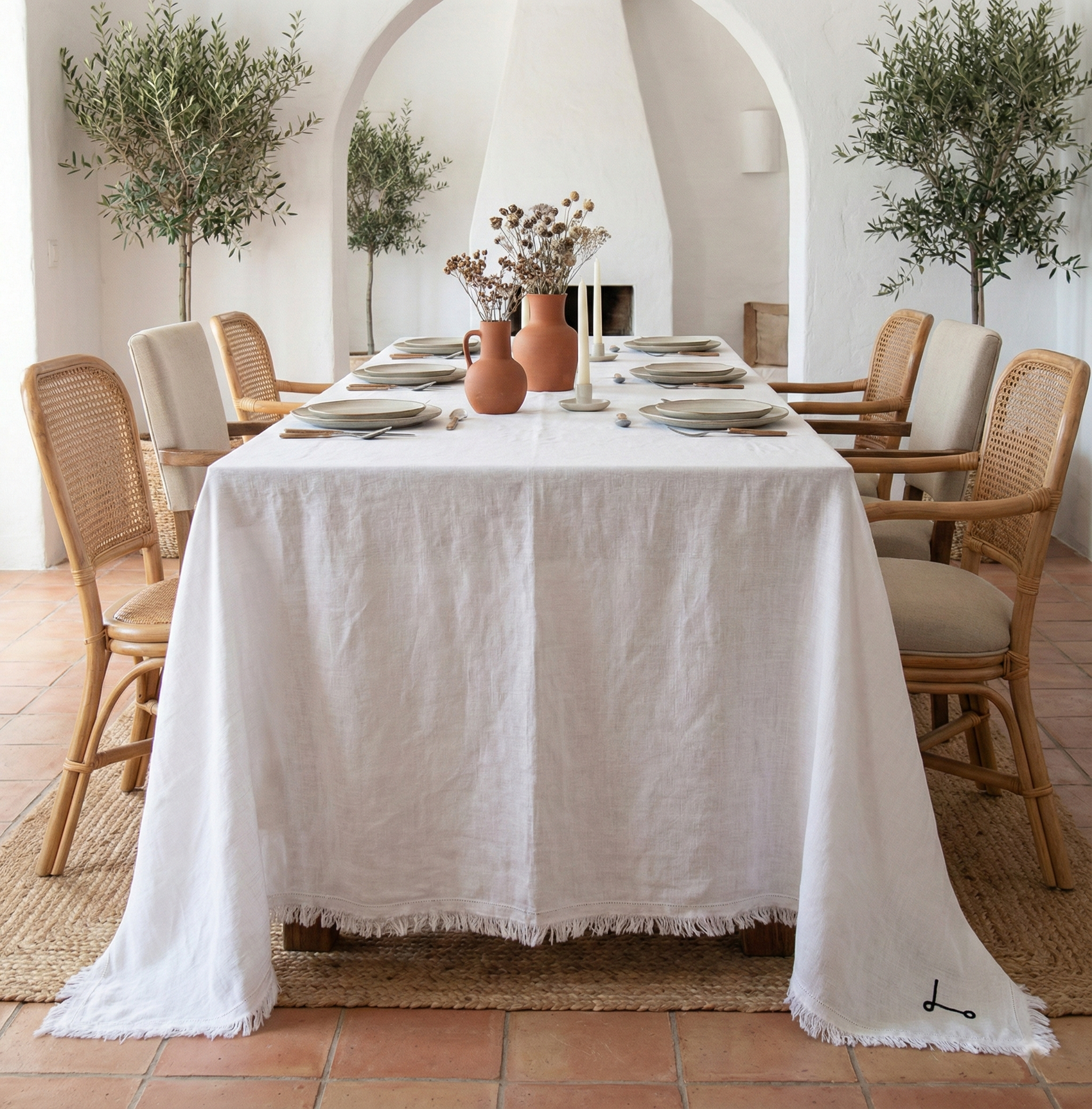 MARRAKECH white linen tablecloth