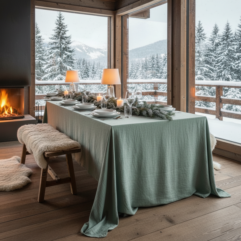 Coarse colored linen tablecloths-220gr/m2