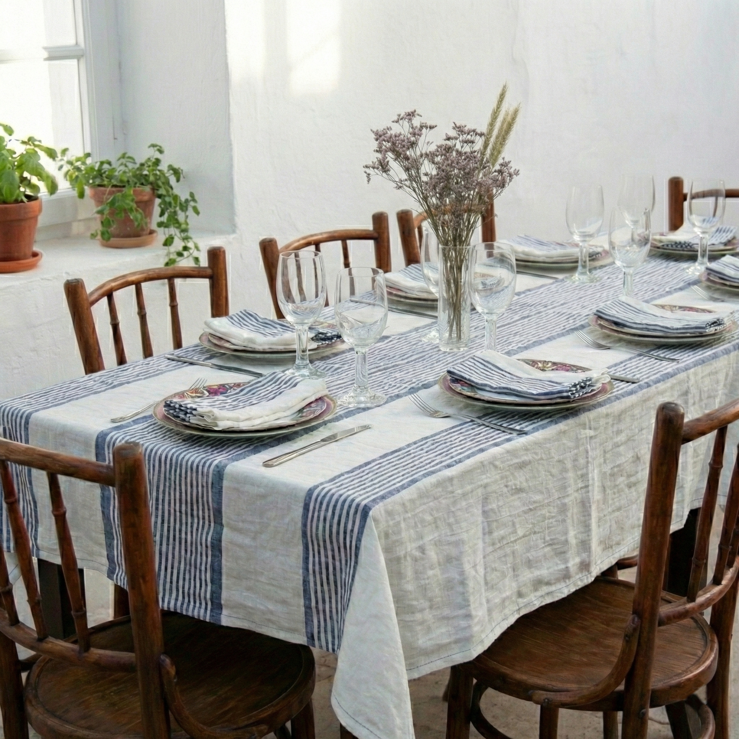 Mantel lino azul TAORMINA