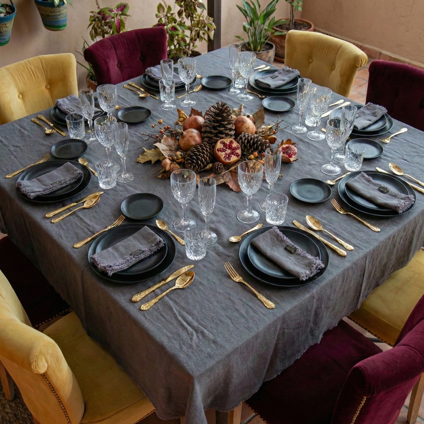 MARRAKECH gray linen tablecloth
