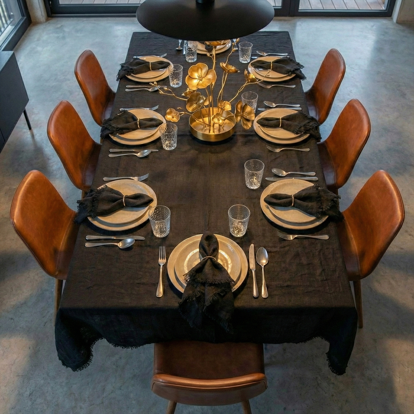 MARRAKECH black linen tablecloth