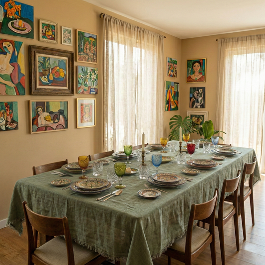 Linen tablecloth MARRAKECH green