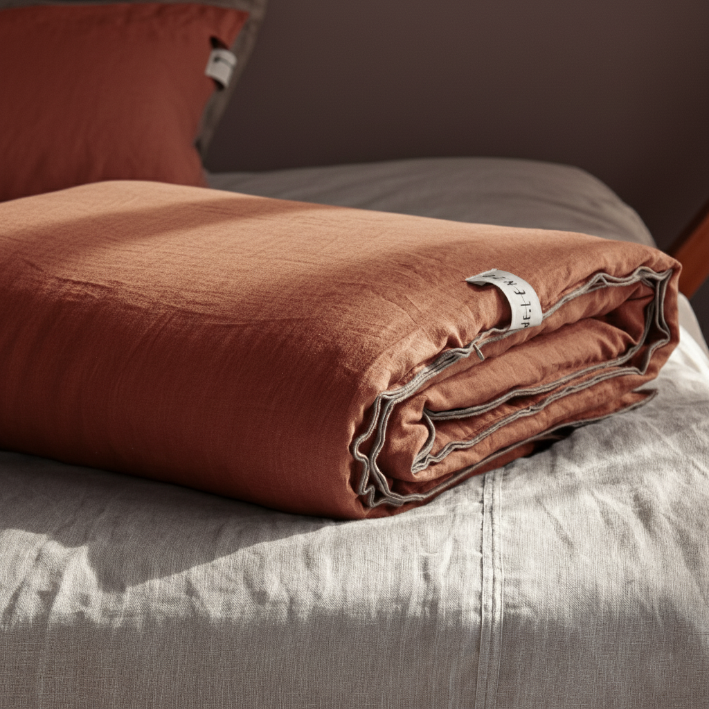 Couette ouate de LIN au pied du lit