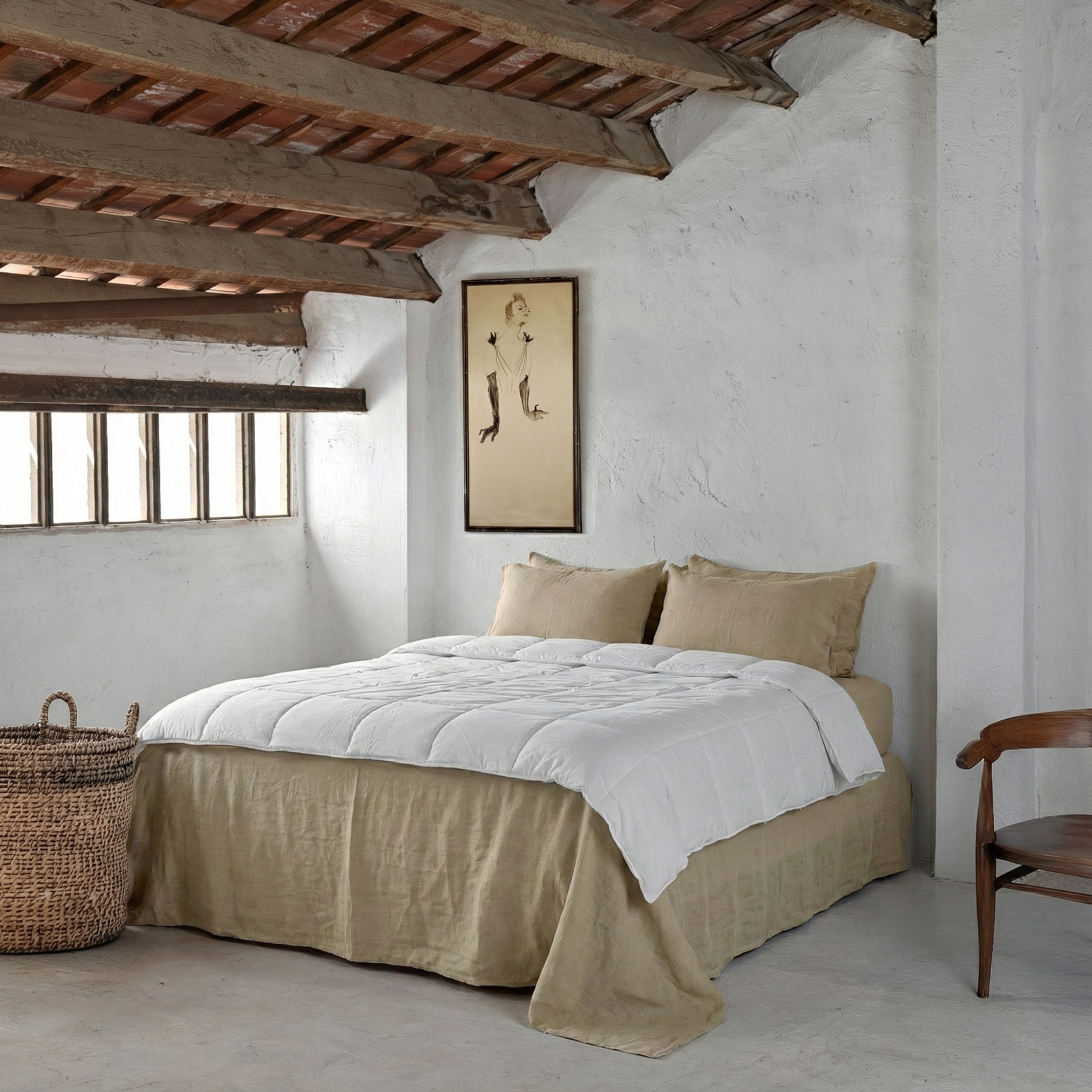 Imagen del relleno en una cama de lino safari