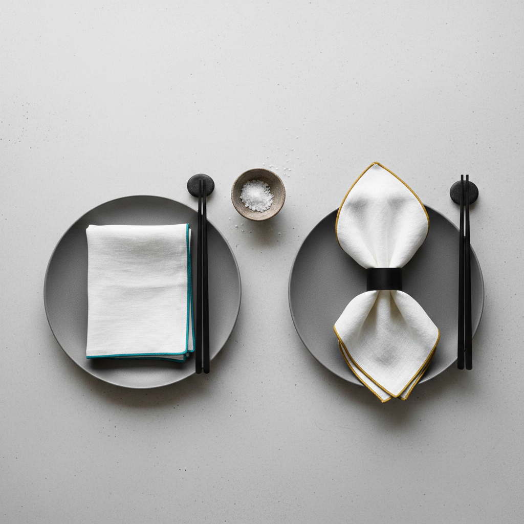 Servilletas de lino BLANCO con repulgos variados