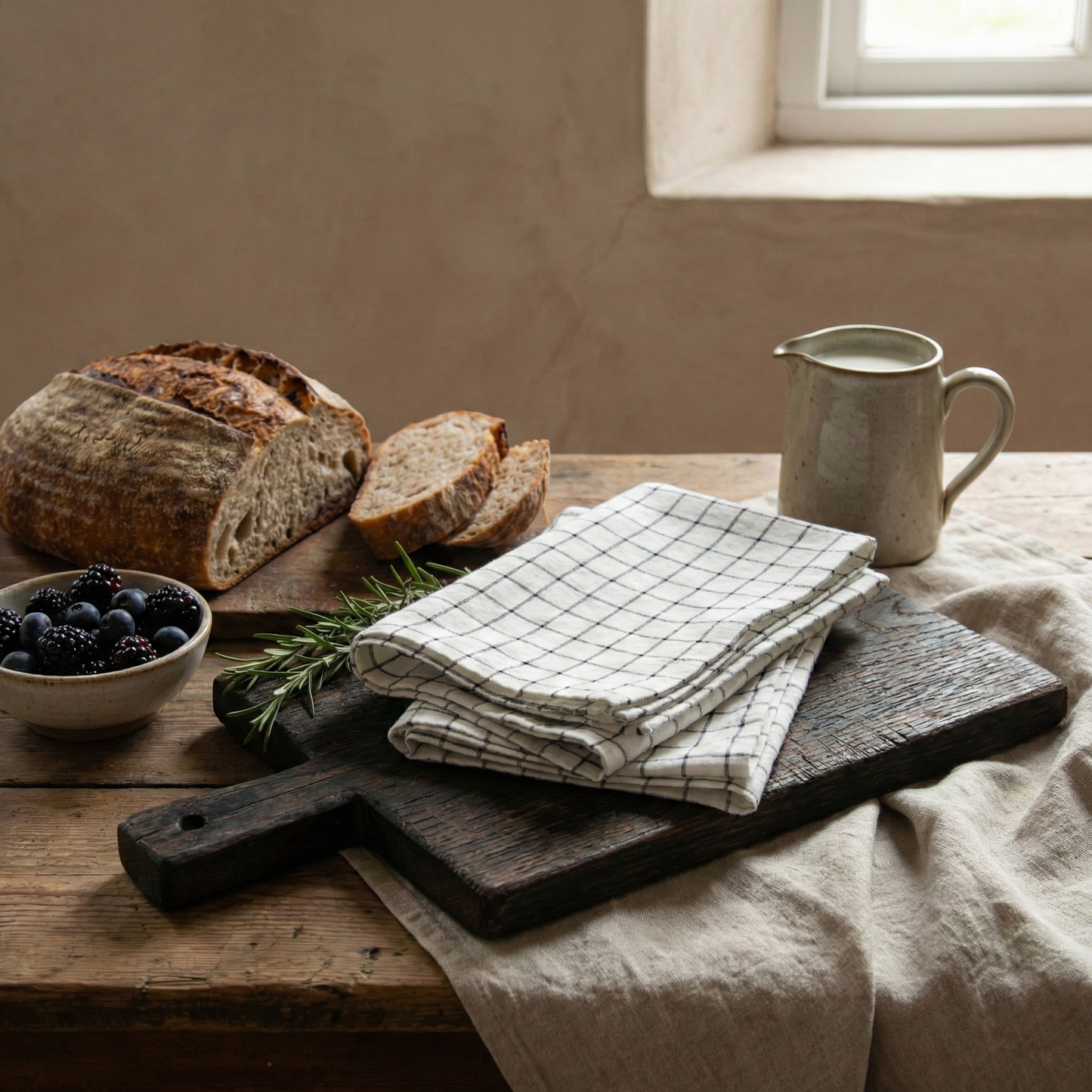 CHECKERED linen tablecloth
