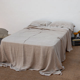 Colcha amplia de lino natural cama 150cm