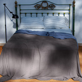 Colcha para cama de lino gris