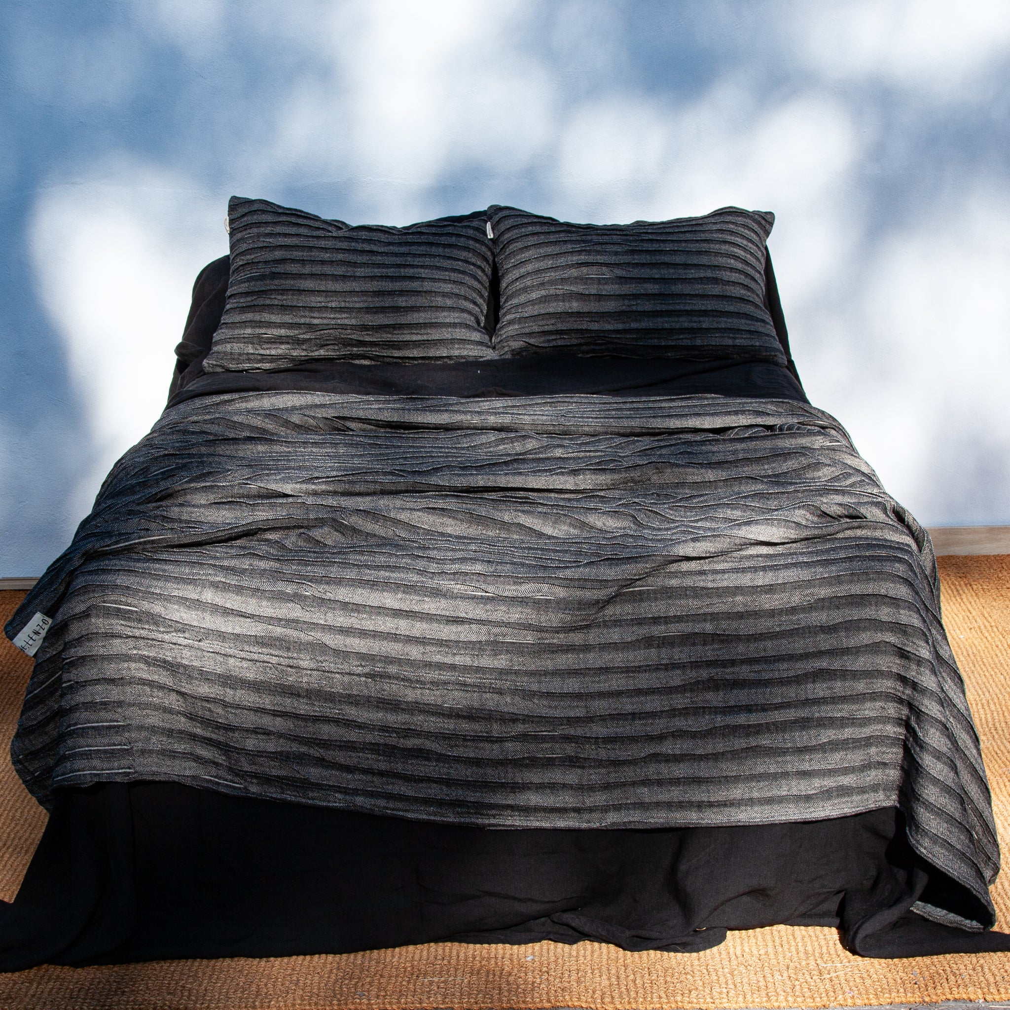 Colcha de lino plisado reversible 