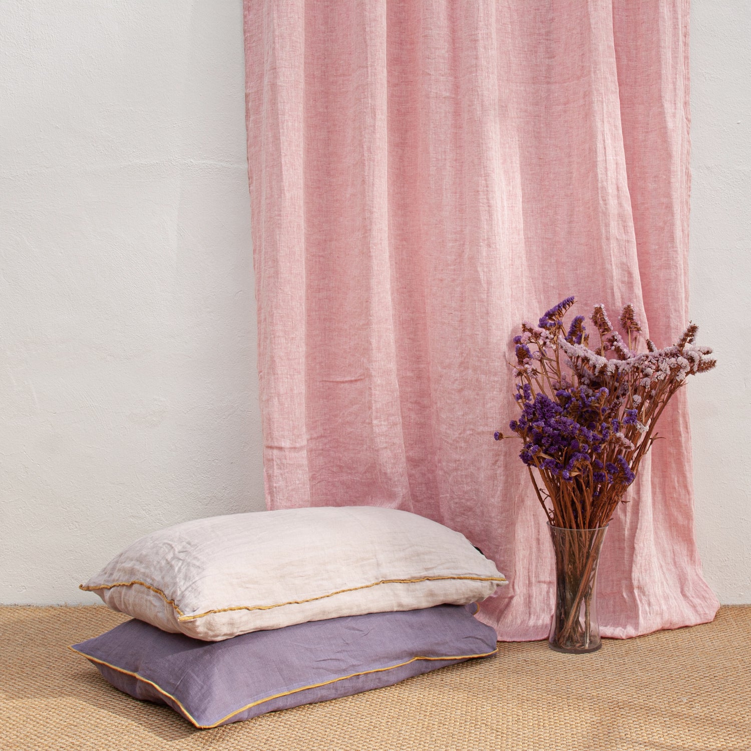 Funda de lino lila para almohada 50x75cm