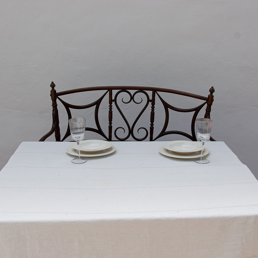 White linen tablecloth MARIETA