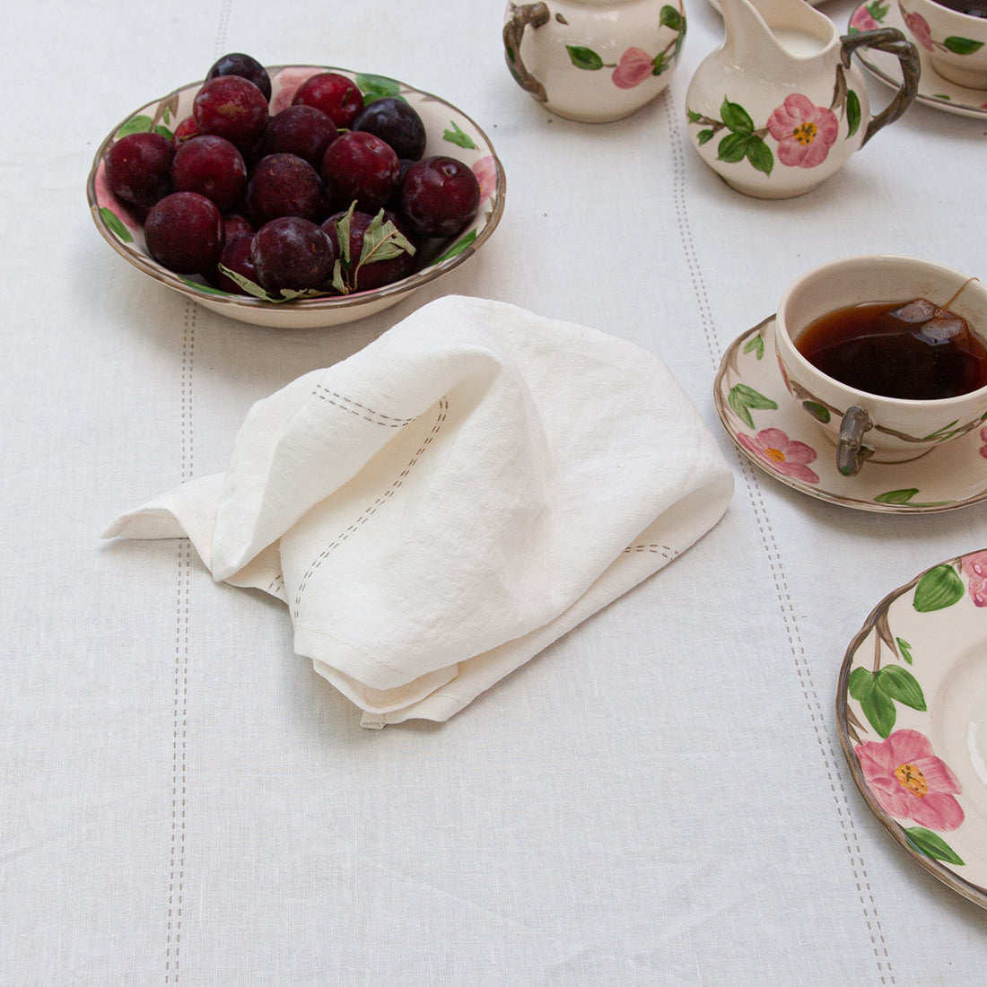 White linen tablecloth MARIETA