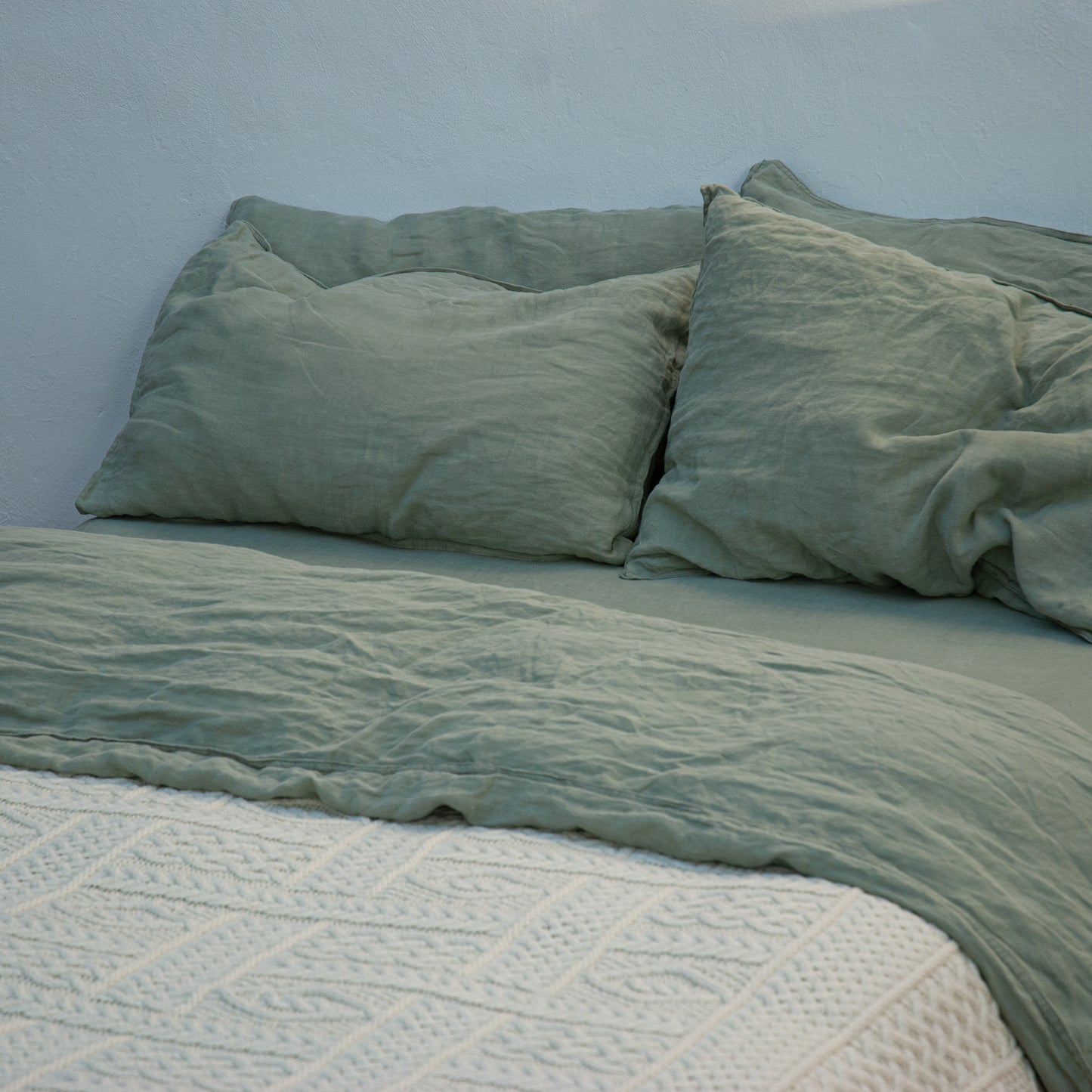 GREEN linen pillowcase