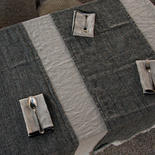 Caminos de mesa de lino jaspeado gris