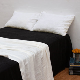 Plaid blanco para cama de lino