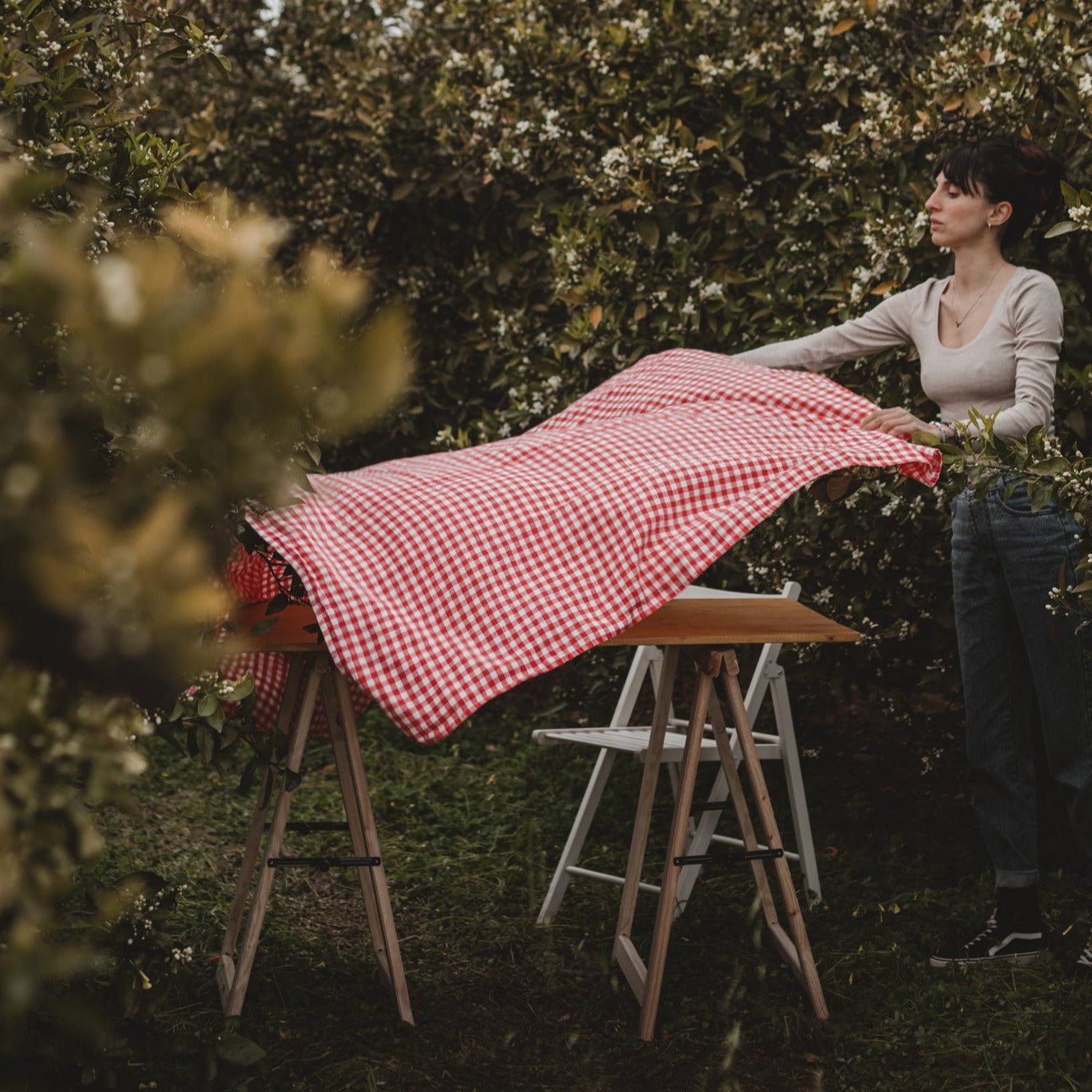 de Lenzo Vichy Linen Tablecloth - Thumbnail 4