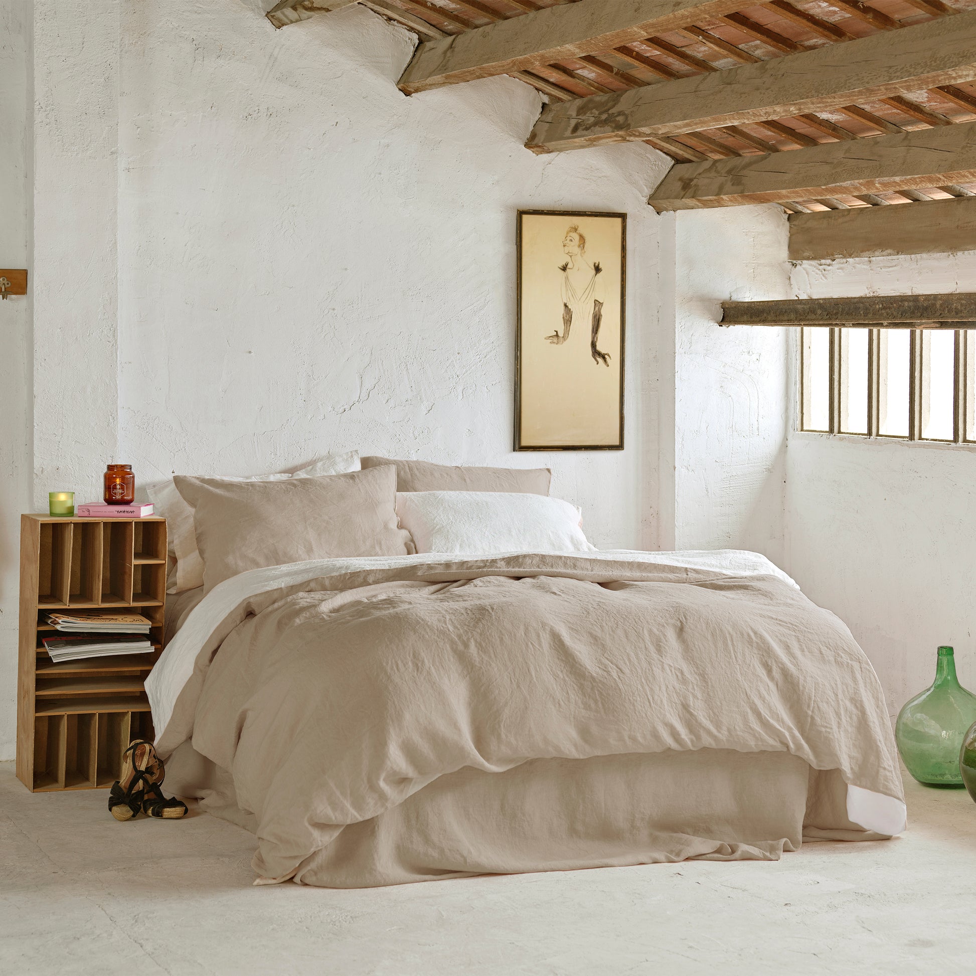 Ropa de cama de lino bicolor – - Main Image