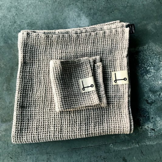 Gray WAFFLE linen towel