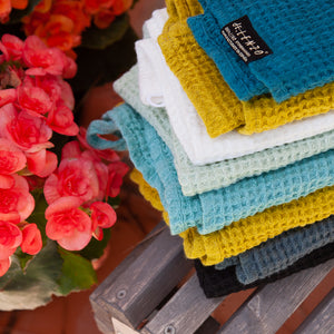 Variados colores de toallas de lino para combinar entre si. De lino gofre.